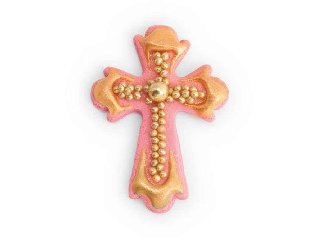 Хрестик з золотими кульками 30х45мм рожевий ТМУКРАСА Хрестик з золотими кульками 30х45мм рожевий ТМУКРАСА
