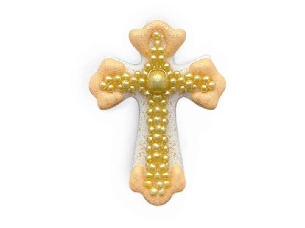 Хрестик з золотими кульками 30х45мм білий ТМУКРАСА Хрестик з золотими кульками 30х45мм білий ТМУКРАСА
