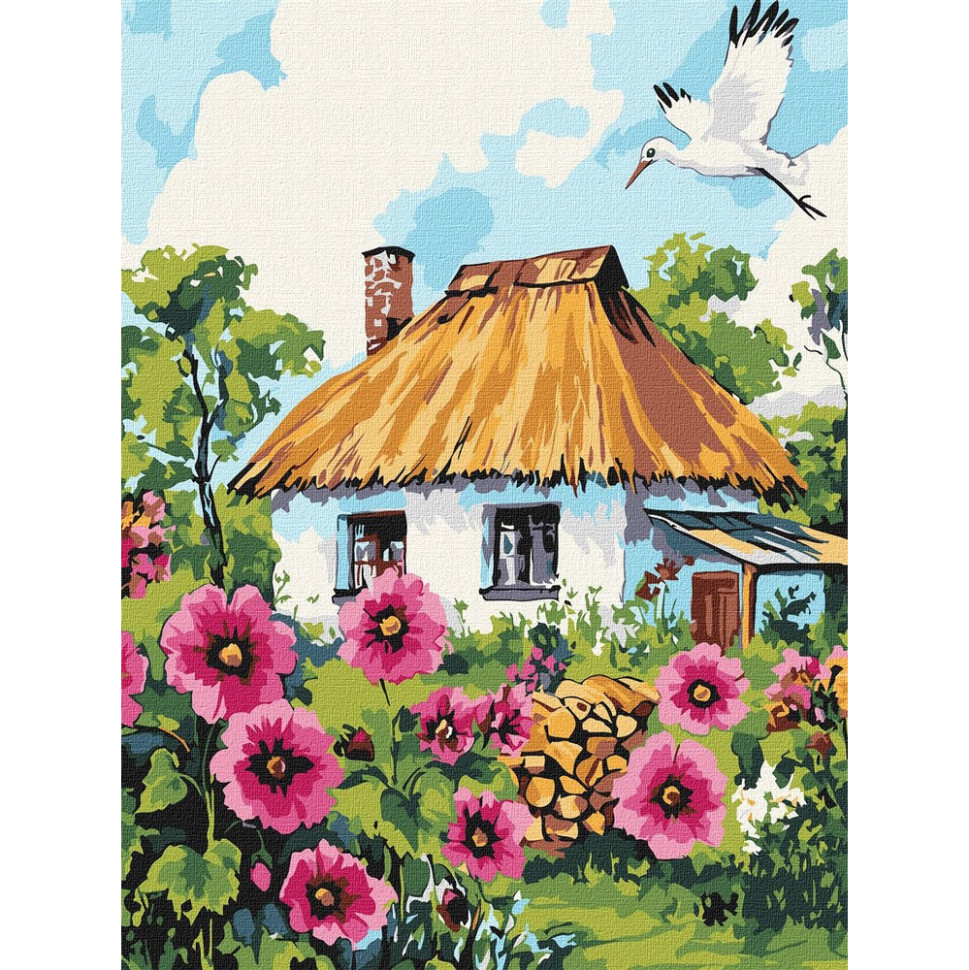 Картина по номерам "Мальвы у дома" ©art_selena_ua KHO6407, 30x40 см Картина по номерам "Мальвы у дома" ©art_selena_ua KHO6407, 30x40 см