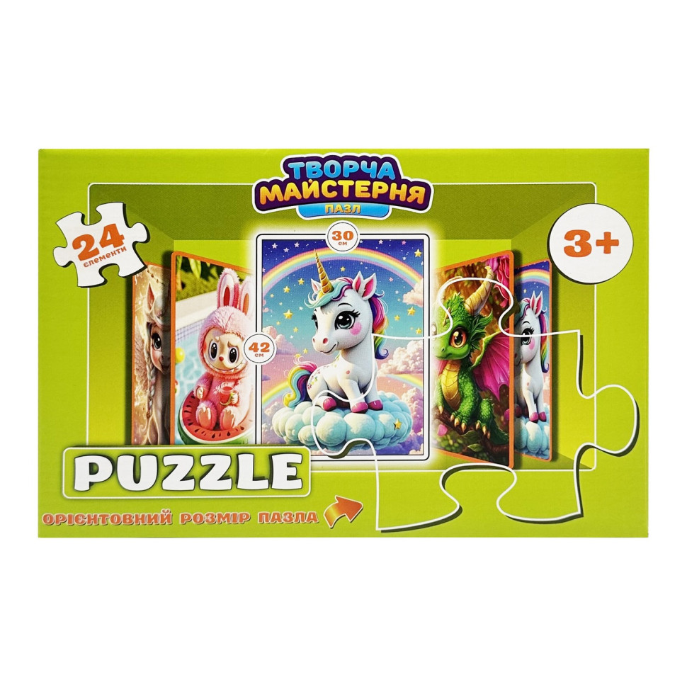 Детские пазлы "Яркий Единорог" Puz-M-9, 24 элемента, размер 30х42 см Детские пазлы "Яркий Единорог" Puz-M-9, 24 элемента, размер 30х42 см