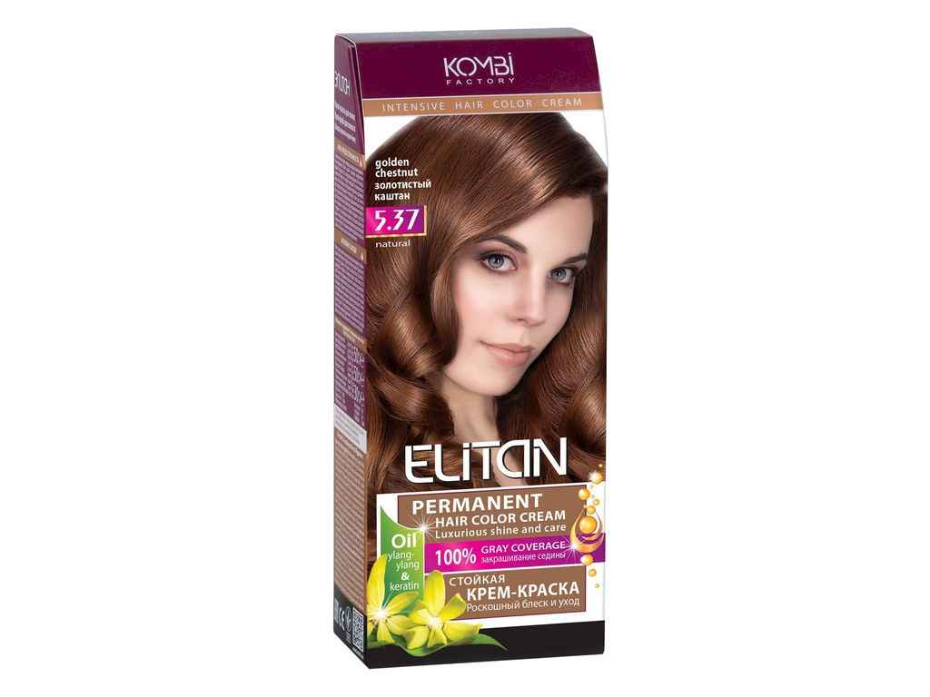 Крем-фарба для волосся №5.37 Золотистий каштан ТМ Elitan Intensive Крем-фарба для волосся №5.37 Золотистий каштан ТМ Elitan Intensive