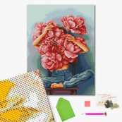 Алмазная мозаика "Пионы в объятиях" ©Mykhailyshyna Daria DBS1073 Brushme 40х50 см. Изображение №2