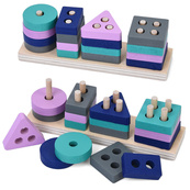 Детская деревянная игрушка-сортер "Геометрика" MD 0144, 16 деталей, 13х4х3,5 см. Изображение №2