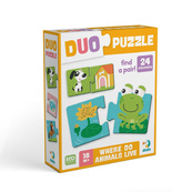 Детский пазл "ДУО-Зверушки и их дома" 300690, 24 элемента. Изображение №2