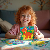 Детский набор для творчества мозаика "Динозавры" 300898 со стикерами. Изображение №6