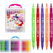 Набор двухсторонних фломастеров 249-24(Pink) в пластиковом боксе, 24 цвета. Изображение №2