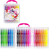 Набор двухсторонних фломастеров 249-24(Pink) в пластиковом боксе, 24 цвета. Изображение №3