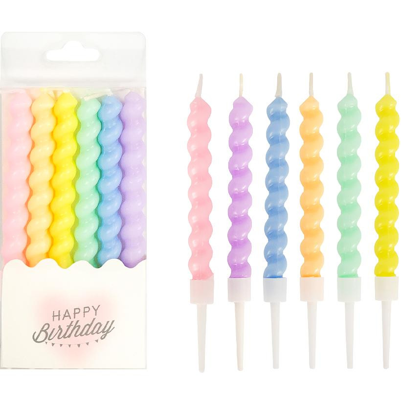 Набор свечей для торта "Спираль" TL-1047 размер 10,5 см, 6 штук Набор свечей для торта "Спираль" TL-1047 размер 10,5 см, 6 штук