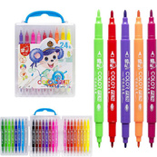 Набор двухсторонних фломастеров 249-24(Blue) в пластиковом боксе, 24 цвета. Изображение №2