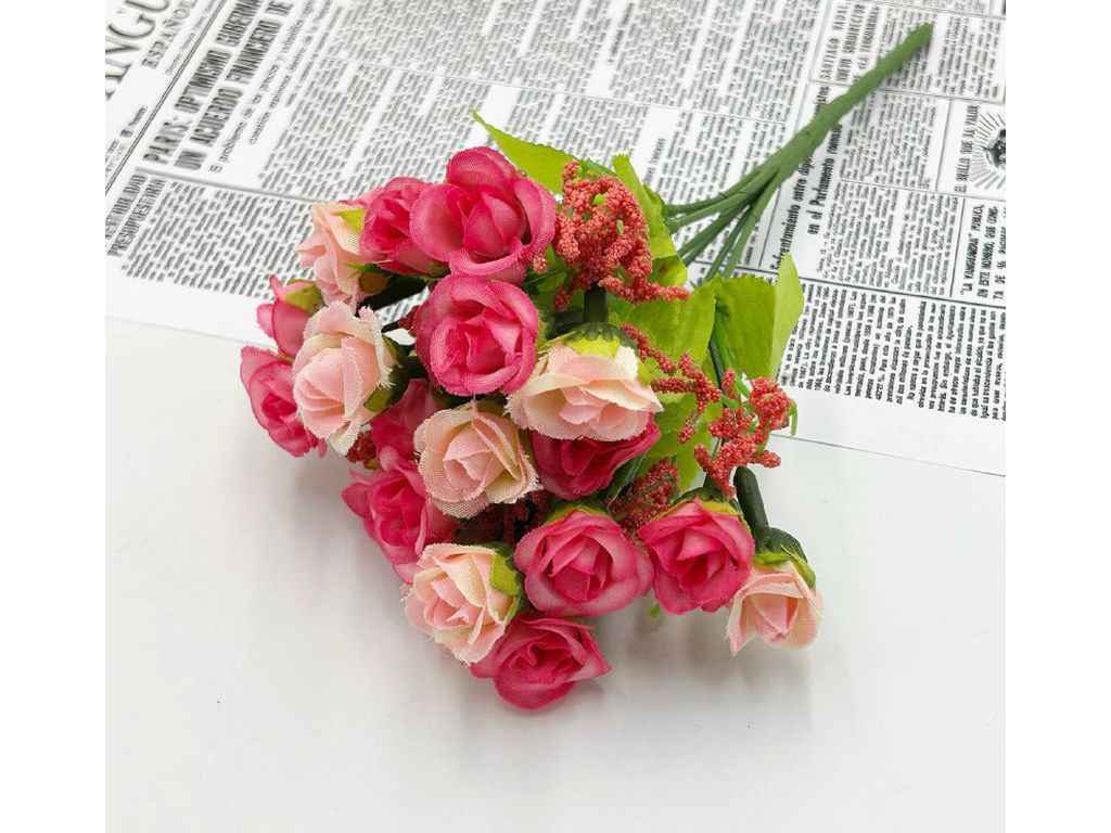 Букет міні трояндок 2см 14-15 бутонів 21см (к:Троянда-№05) рожевий ТМКИТАЙ Букет міні трояндок 2см 14-15 бутонів 21см (к:Троянда-№05) рожевий ТМКИТАЙ