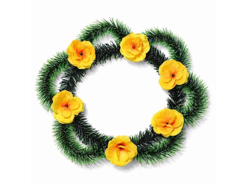 Вінок поминальний Еустома 40х40см жовтий з помаранчевою серединою ТМ MEMORI Вінок поминальний Еустома 40х40см жовтий з помаранчевою серединою ТМ MEMORI