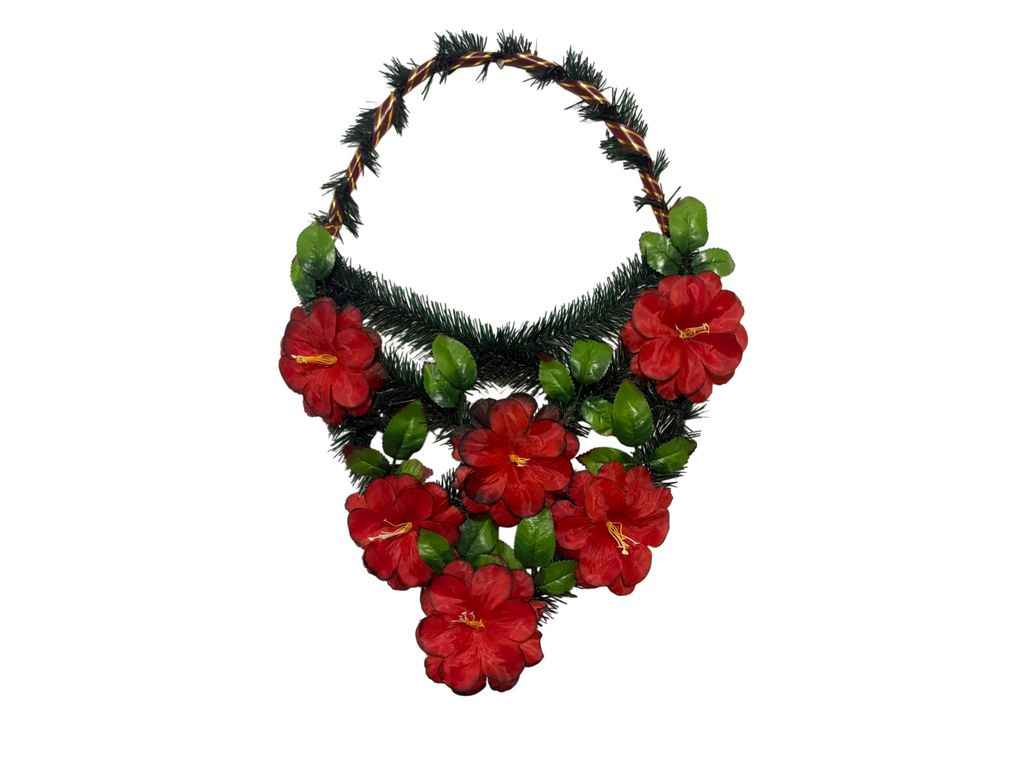 Вінок поминальний Ромашка 60х33см червоний з чорним кантом ТМ Memori Вінок поминальний Ромашка 60х33см червоний з чорним кантом ТМ Memori