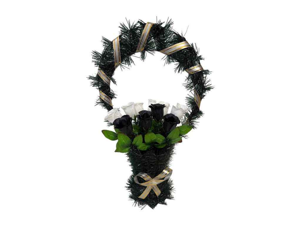 Корзина з квітами №2 Троянда 56х37см біло-чорний ТМMEMORI Корзина з квітами №2 Троянда 56х37см біло-чорний ТМMEMORI