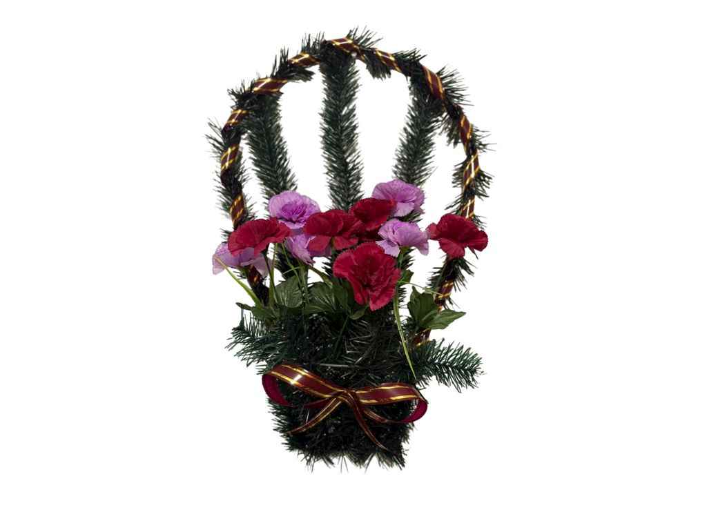 Корзина з квітами №4 Гвоздика 50х30см бордово-ліловий ТМMEMORI Корзина з квітами №4 Гвоздика 50х30см бордово-ліловий ТМMEMORI