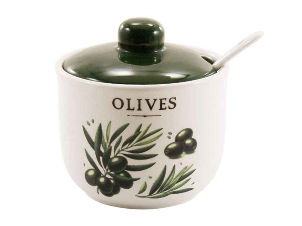 Цукорниця з ложкою 350мл кераміка Оливки ZFC045BO ТМ GRAZIE Цукорниця з ложкою 350мл кераміка Оливки ZFC045BO ТМ GRAZIE