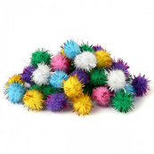 Декоративні помпони з люрексом для творчості 954656 кольорові, d-15 мм, 54 шт.. Зображення №2