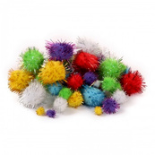 Декоративные помпоны с люрексом для творчества 955438 d-8 мм,15 мм,25 мм, 54 шт. Изображение №2