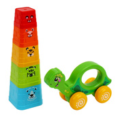 Детский подарочный набор "Baby set 6 в 1" 3274TXK пирамидка, органайзер для ванны. Изображение №4