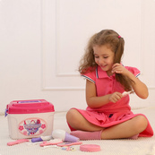 Дитячий ігровий набір "Перукар" 9314TXK візок, саквояж, аксесуари. Зображення №6