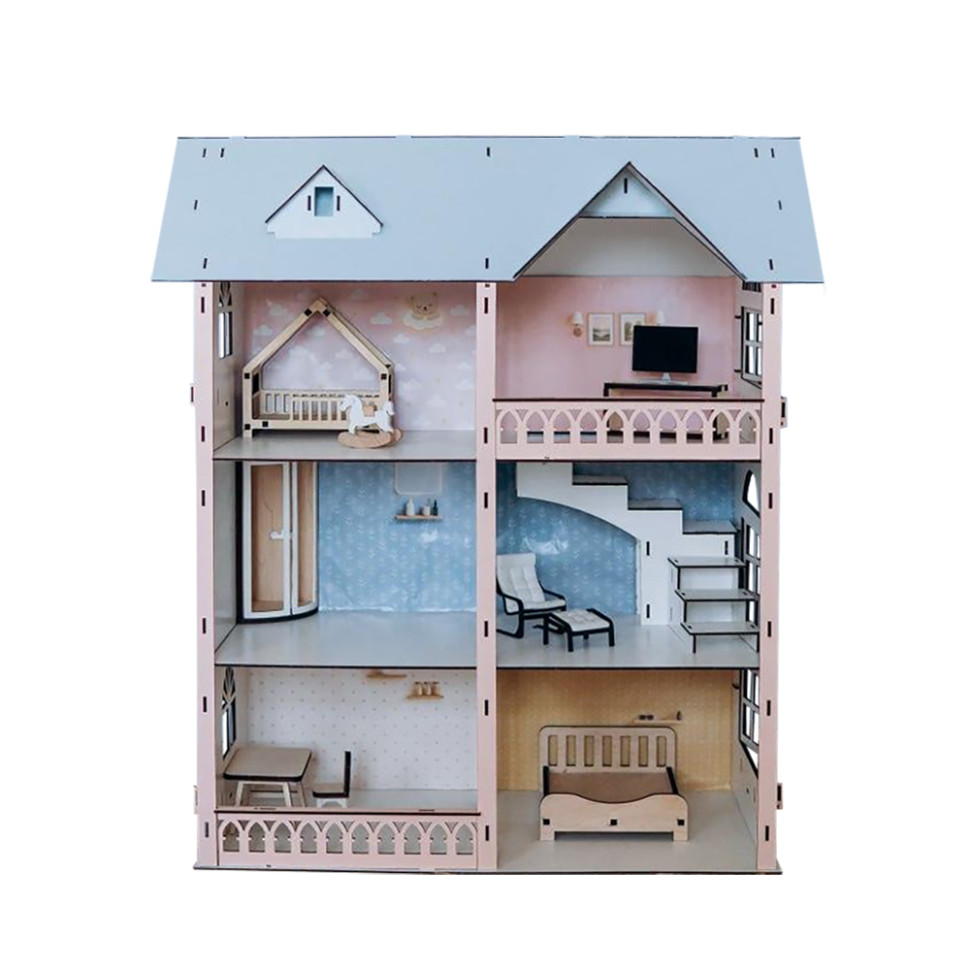 Дитячий дерев'яний будиночок для ляльок Доллі Лофт TG300735729, 73х57х29 см Дитячий дерев'яний будиночок для ляльок Доллі Лофт TG300735729, 73х57х29 см