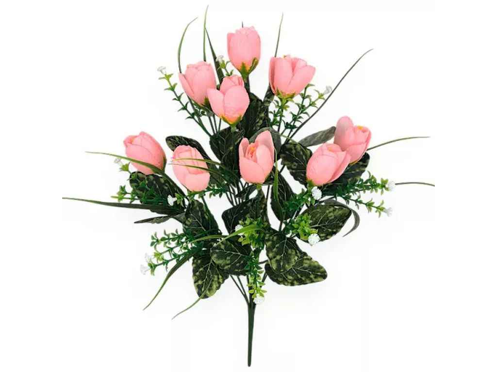 Букет Тюльпани з зеленью h-44см 9 бут. шовк рожевий 7322 ТМ КИТАЙ Букет Тюльпани з зеленью h-44см 9 бут. шовк рожевий 7322 ТМ КИТАЙ