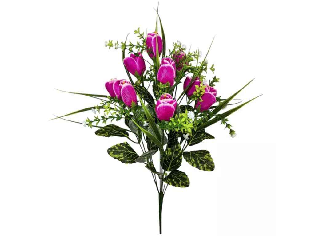 Букет Тюльпани з зеленью h-44см 9 бут. шовк рожево-білий 7322 ТМ КИТАЙ Букет Тюльпани з зеленью h-44см 9 бут. шовк рожево-білий 7322 ТМ КИТАЙ