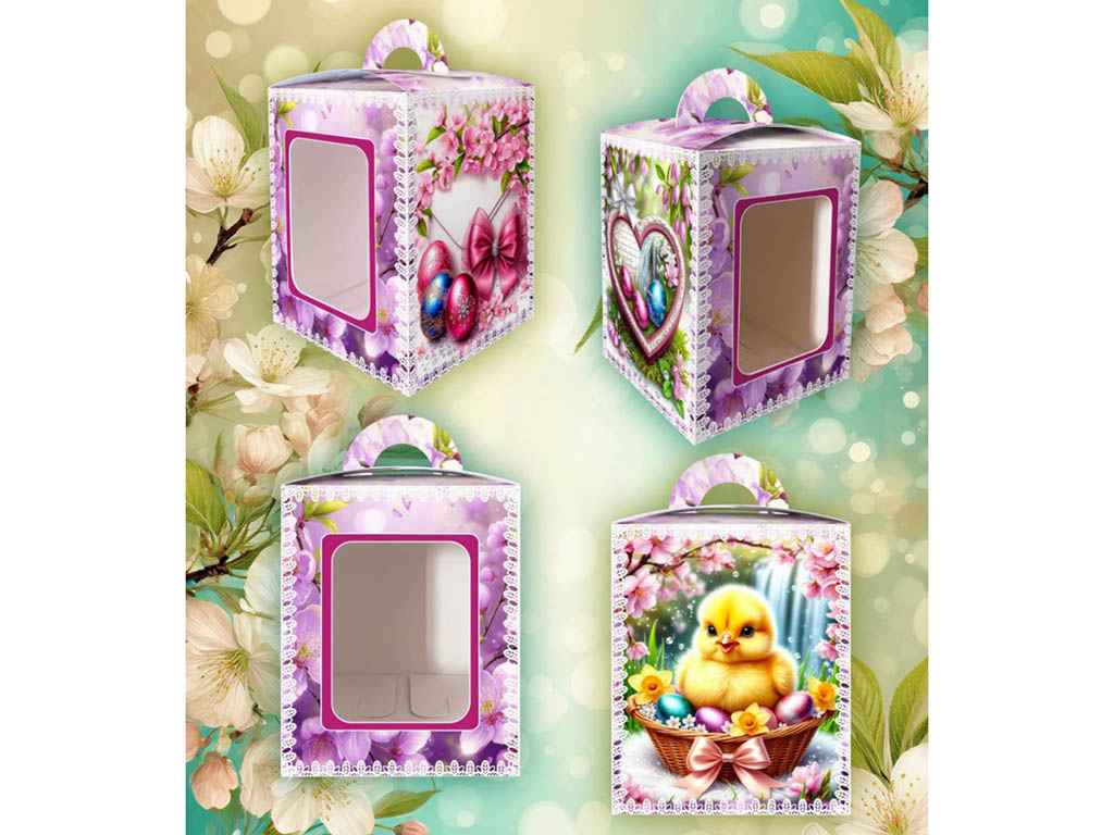 Коробка великодня з прозорим віконечком №2 140*140*187мм ТМ UGPS Коробка великодня з прозорим віконечком №2 140*140*187мм ТМ UGPS