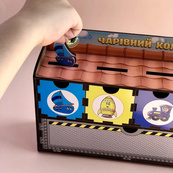 Дерев'яна настільна гра "Транспорт-2" Ubumblebees (ПСД006) PSD006 сортер-комодик. Зображення №2