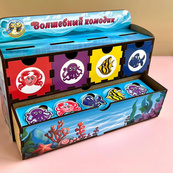 Деревянная настольная игра "Морские жители-1" Ubumblebees (ПСД003) PSD003 сортер-комодик. Изображение №5