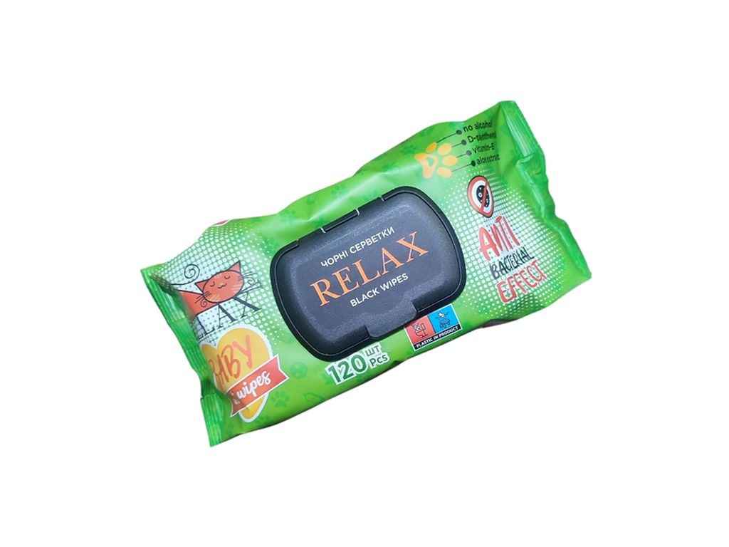 Вологі серветки 120шт BLACK (Чорні) Бейбі Антибак з клапаном ТМ RELAX Вологі серветки 120шт BLACK (Чорні) Бейбі Антибак з клапаном ТМ RELAX