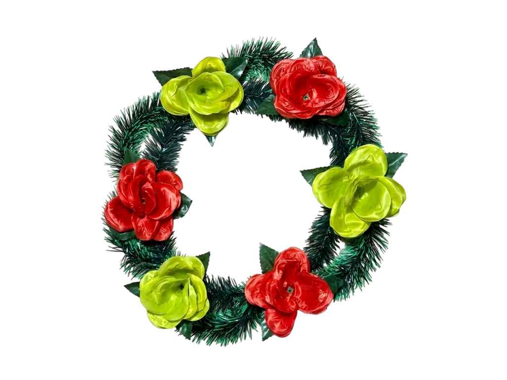 Вінок поминальний Троянда з листочками 40х40см червоно-жовтий ТМ MEMORI Вінок поминальний Троянда з листочками 40х40см червоно-жовтий ТМ MEMORI