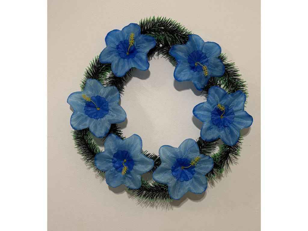Вінок поминальний Клематіс 40х40см блакитний ТМ Memori Вінок поминальний Клематіс 40х40см блакитний ТМ Memori
