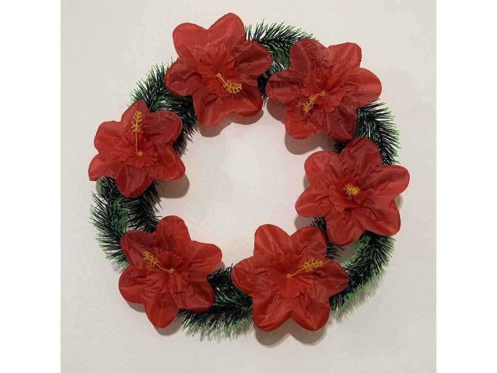 Вінок поминальний Клематіс 40х40см червоний ТМ Memori Вінок поминальний Клематіс 40х40см червоний ТМ Memori