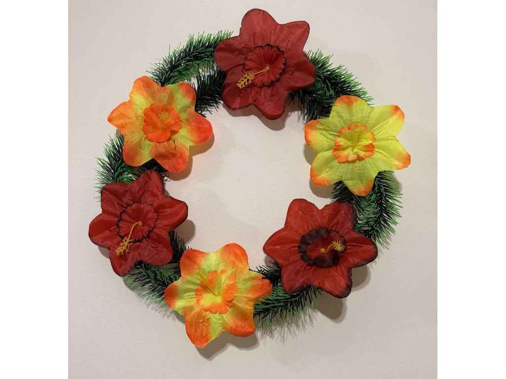 Вінок поминальний Клематіс 40х40см червоно-помаранчевий ТМ Memori Вінок поминальний Клематіс 40х40см червоно-помаранчевий ТМ Memori