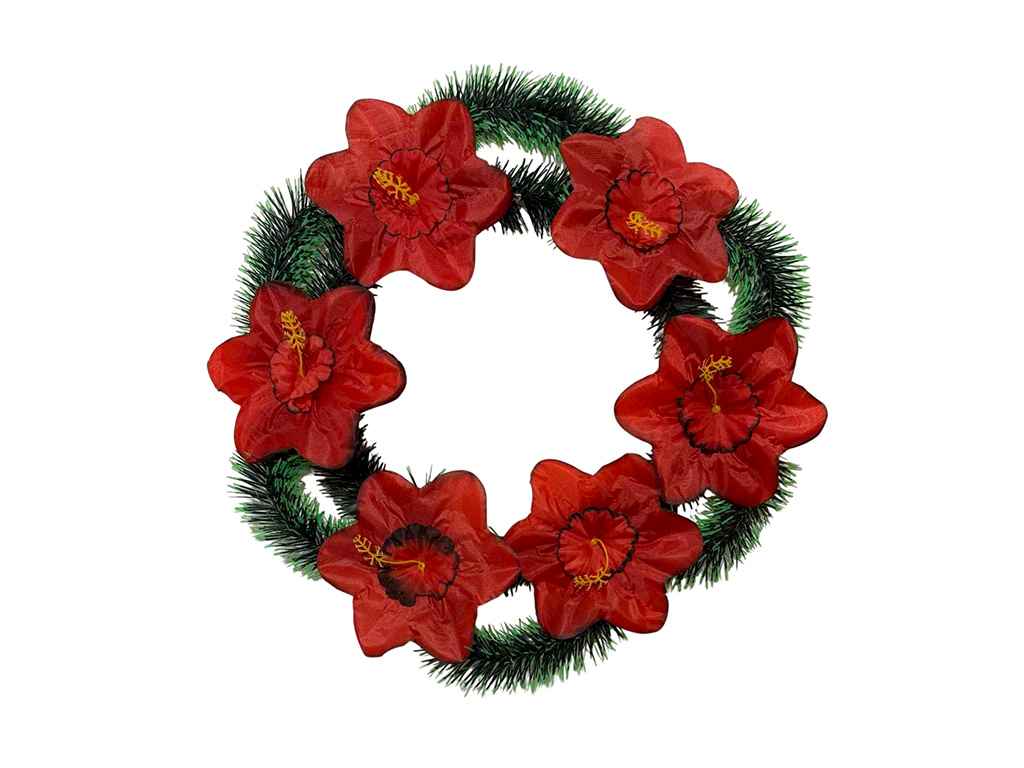 Вінок поминальний Клематіс 40х40см червоний з чорним кантом ТМ Memori Вінок поминальний Клематіс 40х40см червоний з чорним кантом ТМ Memori