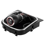 Ручка КПП з чохлом Volkswagen Golf/Jetta MK 5/6 (6 швидкостей) шкіра червона нитка FXVW-138. Зображення №2