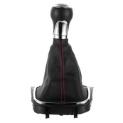 Ручка КПП з чохлом Volkswagen Golf/Jetta MK 5/6 (6 швидкостей) шкіра червона нитка FXVW-138. Зображення №3