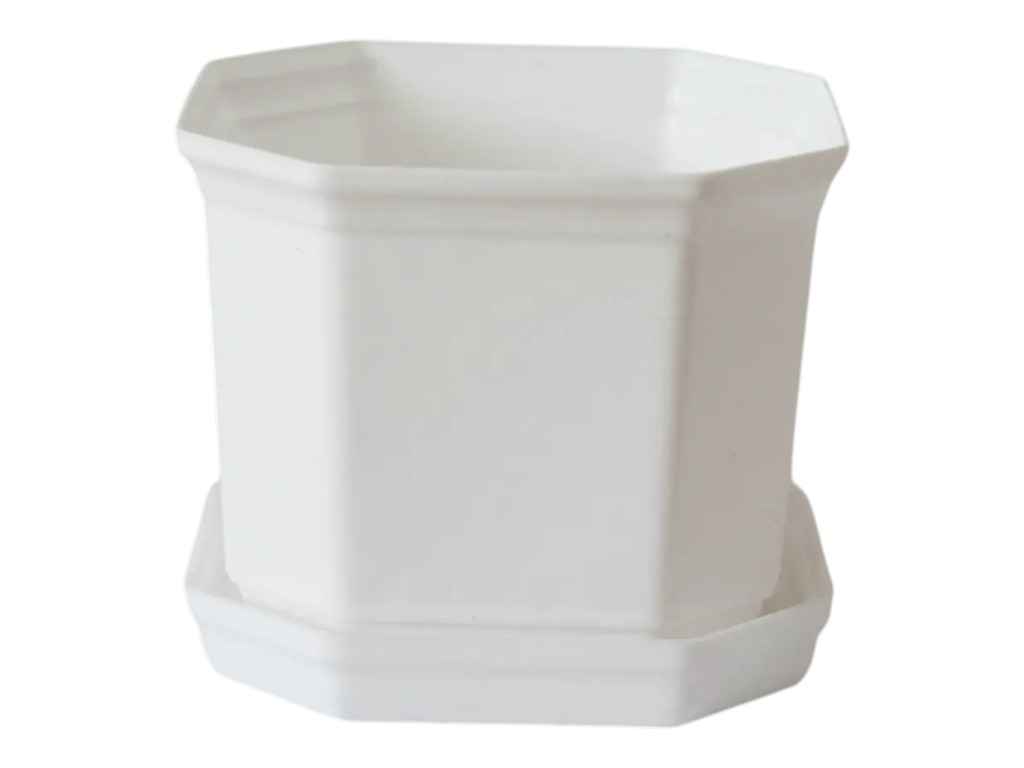 Горщик для квітів поліпропілен 0,5л білий Дама з підставкою 10 8см d=9,5см арт.D10 ТМ ММ-ПЛАСТ Горщик для квітів поліпропілен 0,5л білий Дама з підставкою 10 8см d=9,5см арт.D10 ТМ ММ-ПЛАСТ