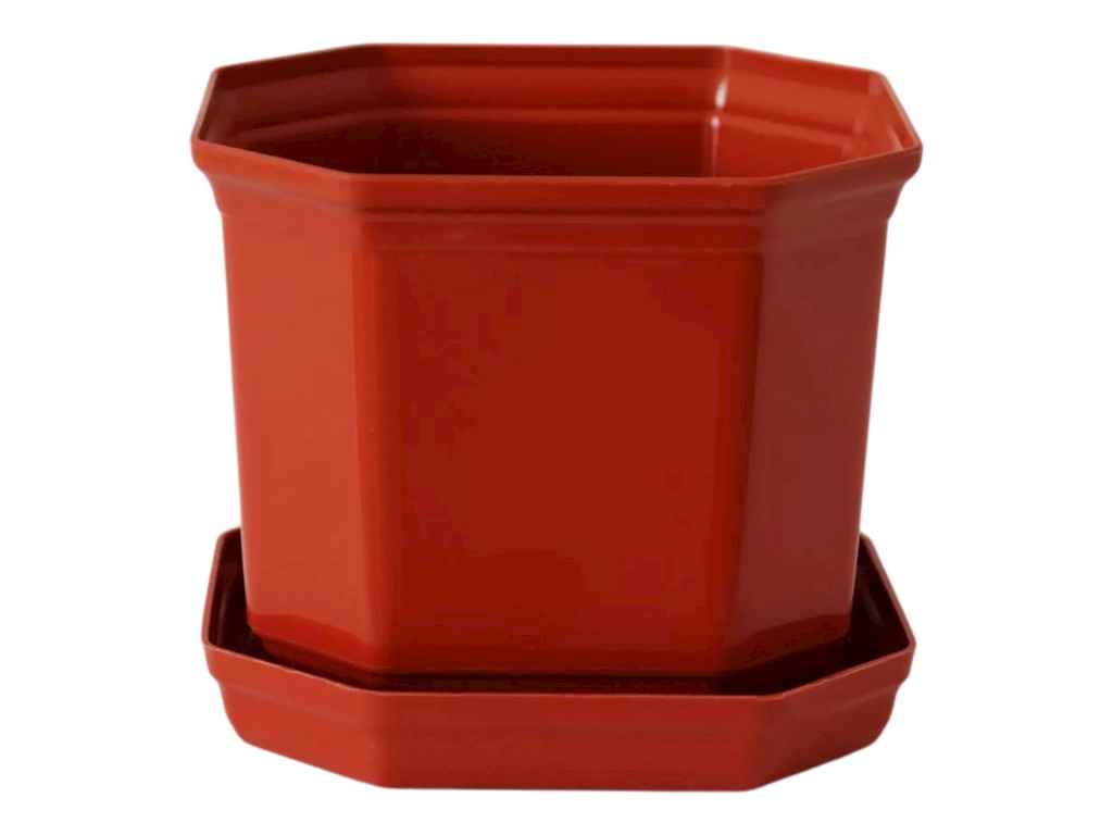 Горщик для квітів поліпропілен 0,5л теракотовий Дама з підставкою 10 8см d=9,5см арт.D10/1 ТМ ММ-ПЛАСТ Горщик для квітів поліпропілен 0,5л теракотовий Дама з підставкою 10 8см d=9,5см арт.D10/1 ТМ ММ-ПЛАСТ