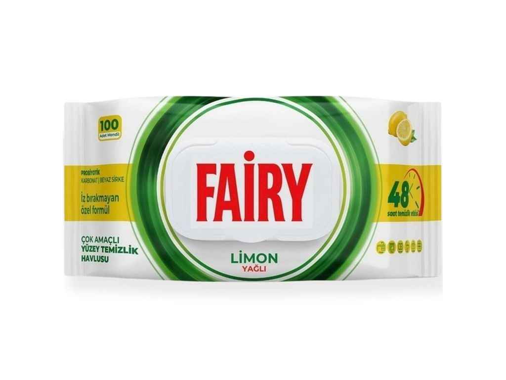 Серветки вологі для прибирання 100шт Lemon Yagli ТМ FAIRY Серветки вологі для прибирання 100шт Lemon Yagli ТМ FAIRY