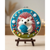 Набор для валяния картины из шерсти "Тепло в лапках" EFL009 диаметр 20 см. Изображение №4