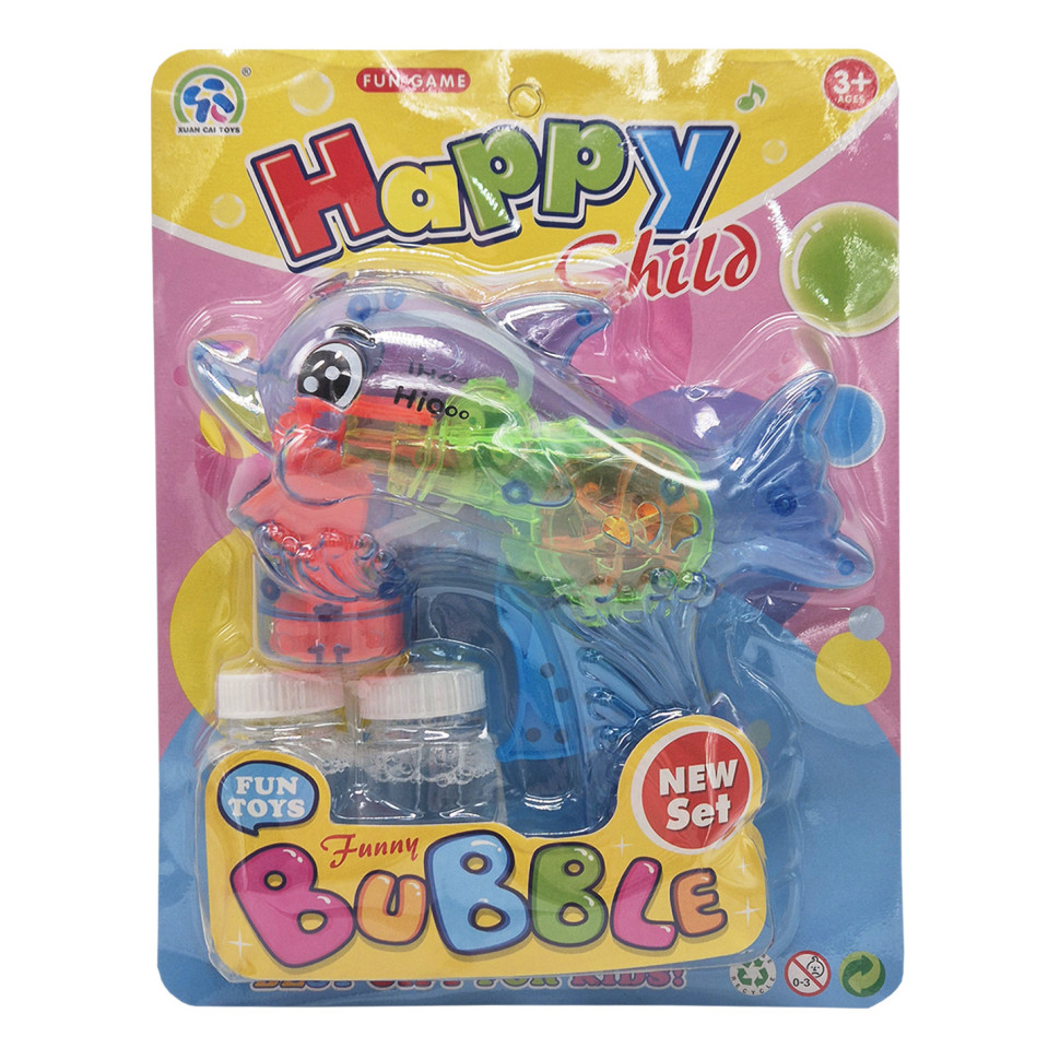 Пістолет з мильними бульбашками Дельфінчик 3333B(Blue) механічний, 2 запаски Пістолет з мильними бульбашками Дельфінчик 3333B(Blue) механічний, 2 запаски