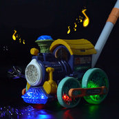 Машина-каталка "Потяг" з мильними бульбашками 134-71A(Blue) світло та звук. Зображення №2