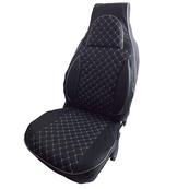 Чохли "PILOT" Lanos шкір.зам + тканина Алькантара Ромби сіра нитка. Изображение №2