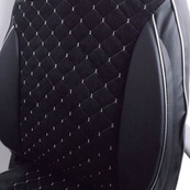 Чохли "PILOT" Lanos шкір.зам + тканина Алькантара Ромби сіра нитка. Изображение №3