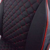 Чохли "PILOT" Lanos шкір.зам+ шкір.зам Ромби червона нитка. Зображення №3