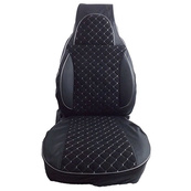 Чохли "PILOT" Lanos шкір.зам + тканина Алькантара Ромби сіра нитка. Изображение №4