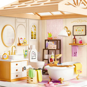 Конструктор-румбокс Ванная комната Mini House 8009-MH серии "Интерьер", со светом. Изображение №5