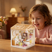 Конструктор-румбокс Ванная комната Mini House 8009-MH серии "Интерьер", со светом. Изображение №8