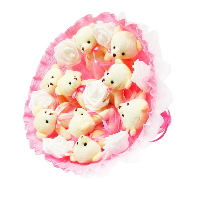 Букет з м'яких іграшок 9 ведмедиків 5337IT рожевий Букет з м'яких іграшок 9 ведмедиків 5337IT рожевий
